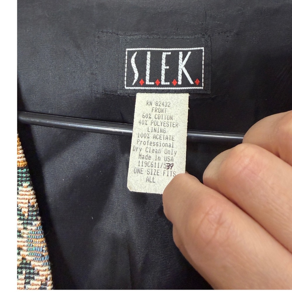 Vintage SLEK Tapestry Southwestern Geometric Print Vest Size M - Picture 4 of 6
